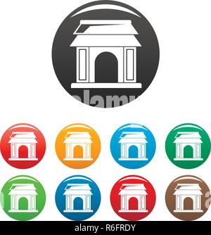 Asiatische tor Icons Set 9 Farbe Vektor isoliert auf Weiss für jedes Design Stock Vektor