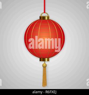 Realistische Chinesischen hängenden roten Laternen auf weißem Hintergrund Stock Vektor
