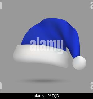 Blue Christmas Santa Claus Hut isoliert. Neues Jahr Symbol Stock Vektor