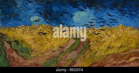 Wheatfield mit Krähen. Datum: Juli 1890, Auvers-sur-Oise. Abmessungen: 50,5 cm x 103 cm, 69,8 cm x 122,7 cm. Museum: Van Gogh Museum, Amsterdam. Autor: Van Gogh, Vincent. VINCENT VAN GOGH. Stockfoto