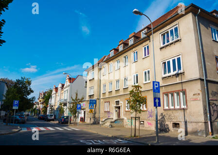 Grunwaldzka, Straße mit historischen Gebäude, typisch für die Gegend, Dolny Zoppot, Sopot, Polen Stockfoto