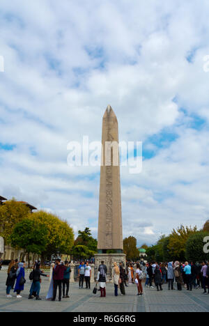 Dikilitas, Obelisk von Theodosius, Ägyptische Obelisk ab 390, Hippodrom, Sultanahmet Platz, Fatih, Istanbul, Türkei, Eurasien Stockfoto