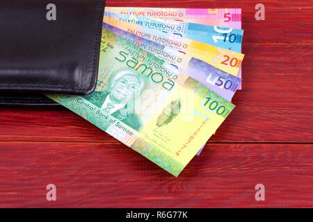 Samoan Geld in der schwarzen Mappe Stockfoto