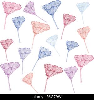 Hand Blumen Frühling gezeichnet Vektor einrichten Stock Vektor