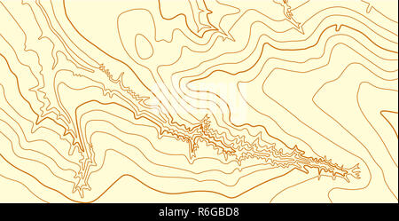 Abstrakte topographische Vektorkarte in braunen Farben Stockfoto