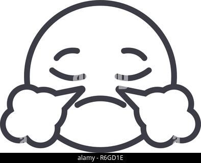 Emoji mit Dampf Emoji Concept Line editable Vector, Konzept-Symbol. Emoji mit Dampf Emoji Konzept lineare emotion Abbildung Stock Vektor