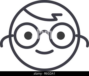 Nerdy Emoji Concept Line editable Vector, Konzept-Symbol. Nerdy Emoji Konzept lineare emotion Abbildung Stock Vektor