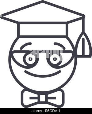 Nerdy Student Emoji Concept Line editable Vector, Konzept-Symbol. Nerdy Student Emoji Konzept lineare emotion Abbildung Stock Vektor