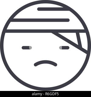 Sick Emoji Concept Line editable Vector, Konzept-Symbol. Sick Emoji Konzept lineare emotion Abbildung Stock Vektor