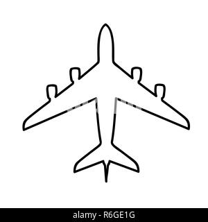 Flugzeug einfach Symbol Piktogramm Umrisse Vector Illustration Stock Vektor