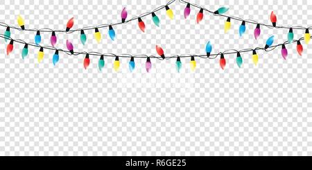 Bunte weihnachten Lichterketten Dekoration isoliert party template Vector EPS Abbildung 10 Stock Vektor