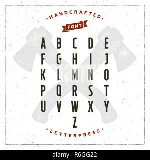 Vintage Retro handcrafted Font mit typografischen Effekt. Vector Illustration Stockfoto