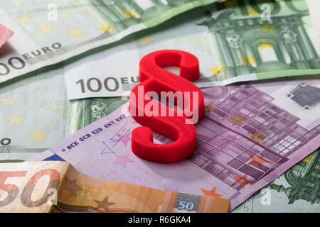 Absatz Symbol auf Euro-banknoten Stockfoto
