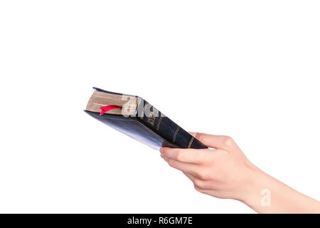 Frau Hand die Heilige Bibel Stockfoto