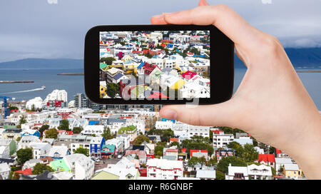 Touristische fotos Reykjavik in Island Stockfoto