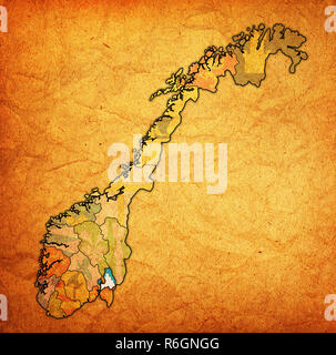 Region Akershus auf Verwaltung Karte von Norwegen Stockfoto
