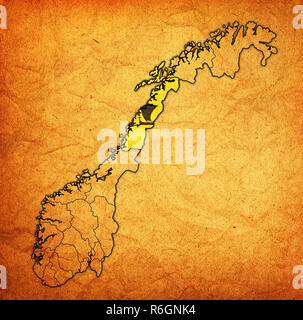 Nordland Region auf Verwaltung Karte von Norwegen Stockfoto