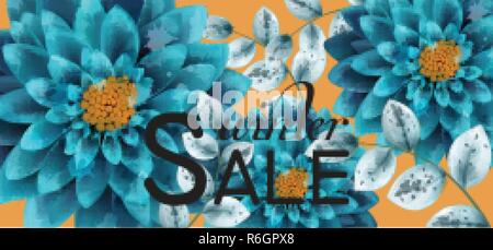 Blau Türkis aquarell Blumen Hintergrund Vektor. Grußkarte Blumenschmuck Nahaufnahme Stock Vektor