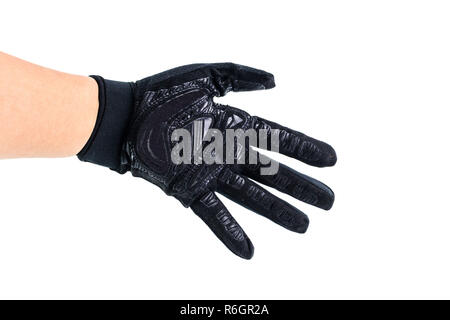 Schwarz Leder Sportbekleidung Handschuh Stockfoto