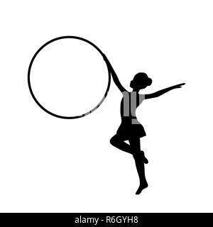 Mädchen Gymnastik sport silhouette Sportlerin Hula Hoop Stockfoto