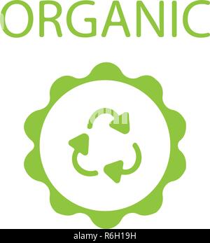 Grüne Stempel mit Text Organic Natural Produkt Symbol auf weißem Hintergrund. Vektor Stock Vektor