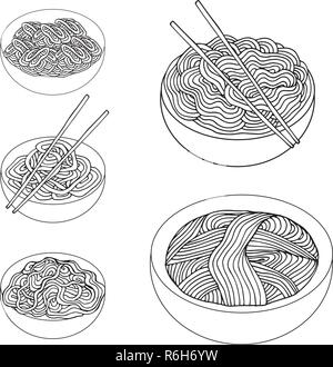 Hand gezeichnet Nudeln Asiatische Küche Vector Abbildung Stock Vektor