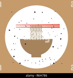 Schüssel Nudeln mit Stäbchen stilvolle Banner für Essen business Industrie Vector Illustration Stock Vektor