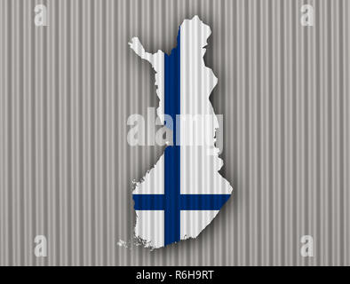 Karte und Flagge Finnland Stockfoto