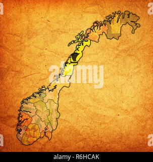 Nordland Region auf Verwaltung Karte von Norwegen Stockfoto