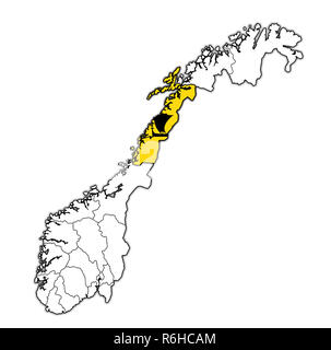 Nordland Region auf Verwaltung Karte von Norwegen Stockfoto