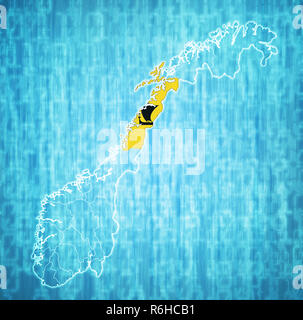 Nordland Region auf Verwaltung Karte von Norwegen Stockfoto