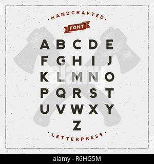 Vintage Retro handcrafted Font mit typografischen Effekt. Vector Illustration Stockfoto