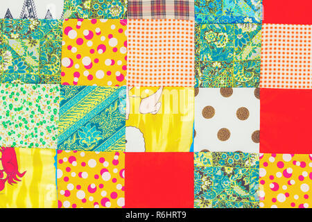 Hintergrund der bunten Patchwork Stoffe Stockfoto