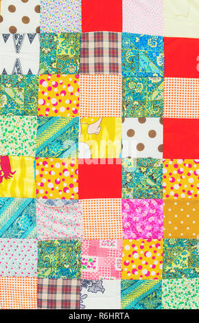 Hintergrund der bunten Patchwork Stoffe Stockfoto