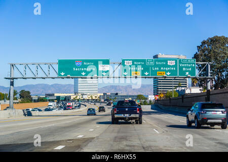 Dezember 3, 2018 Los Angeles/CA/USA - Autobahnkreuz in Los Angeles Stockfoto