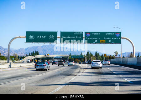 Dezember 2, 2018 Los Angeles/CA/USA - Autobahnkreuz in Los Angeles Stockfoto