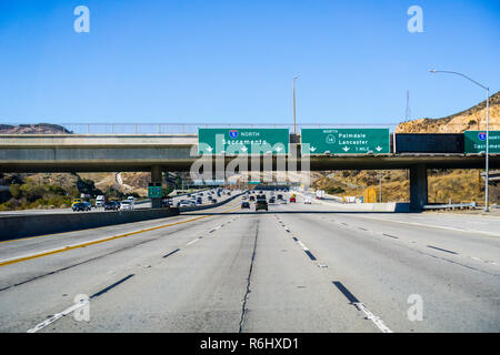 Dezember 2, 2018 Los Angeles/CA/USA-Reisen auf I5 in Richtung Sacramento Stockfoto