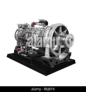 Gasturbine Aircraft Engine auf weißem Hintergrund Stockfoto