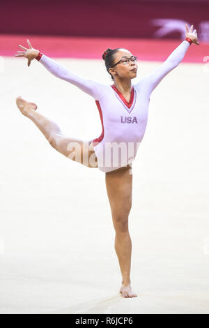 Doha, Katar. 3. November, 2018. MORGAN HURD konkurriert während der Frauen Fußbodenübung Event Finale Wettbewerb auf dem Aspire Dome in Doha, Katar. Credit: Amy Sanderson/ZUMA Draht/Alamy leben Nachrichten Stockfoto