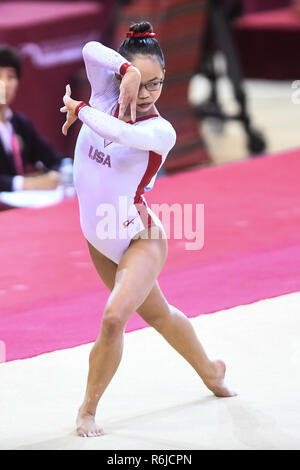 Doha, Katar. 3. November, 2018. MORGAN HURD konkurriert während der Frauen Fußbodenübung Event Finale Wettbewerb auf dem Aspire Dome in Doha, Katar. Credit: Amy Sanderson/ZUMA Draht/Alamy leben Nachrichten Stockfoto