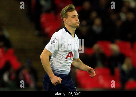 London, Großbritannien. 05 Dez, 2018. Oliver Skipp von Tottenham Hotspur in Aktion. EPL Premier League match, Tottenham Hotspur v Southampton im Wembley Stadion in London am Mittwoch, den 5. Dezember 2018. Dieses Bild dürfen nur für redaktionelle Zwecke verwendet werden. Nur die redaktionelle Nutzung, eine Lizenz für die gewerbliche Nutzung erforderlich. Keine Verwendung in Wetten, Spiele oder einer einzelnen Verein/Liga/player Publikationen. pic von Steffan Bowen/Andrew Orchard sport Fotografie/Alamy Live news Credit: Andrew Orchard sport Fotografie/Alamy leben Nachrichten Stockfoto