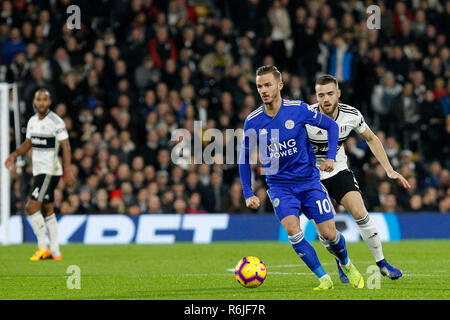 London, Großbritannien. 05 Dez, 2018. James Maddison von Leicester City während der Premier League Match zwischen Fulham und Leicester City im Craven Cottage, London, England am 5. Dezember 2018. Foto von Carlton Myrie. Nur die redaktionelle Nutzung, eine Lizenz für die gewerbliche Nutzung erforderlich. Keine Verwendung in Wetten, Spiele oder einer einzelnen Verein/Liga/player Publikationen. Credit: UK Sport Pics Ltd/Alamy leben Nachrichten Stockfoto