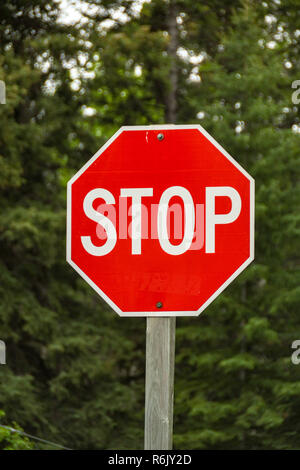 'Stop'-Schild an einer Kreuzung Stockfoto