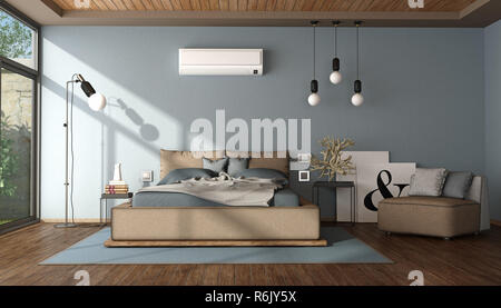 Moderne, in Blau und Braun Schlafzimmer Stockfoto