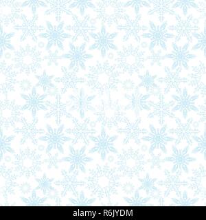 Schneeflocken nahtlose Muster. Neue Jahre Schnee, Winter wiederholen endlos Hintergrund Textur Weihnachten Kulisse. Vector Illustration Stock Vektor