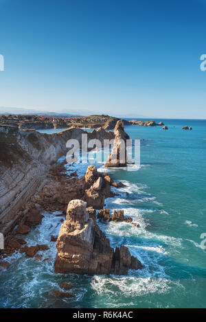 Küste Landschaft in Urros De Liencres, Kantabrien, Spanien Stockfoto