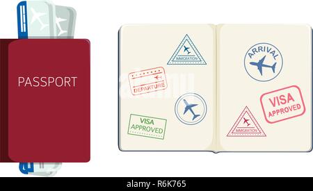 Reisepass und Bordkarte Abbildung Stock Vektor