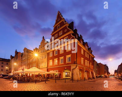 Vintage Architektur in Salz Marktplatz von Breslau. Polen. Stockfoto