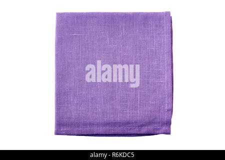 Pale violet gefaltet textile Serviette auf weißem Hintergrund Stockfoto