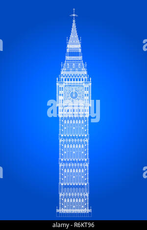 Big Ben In Blueprint.jpg Stockfoto